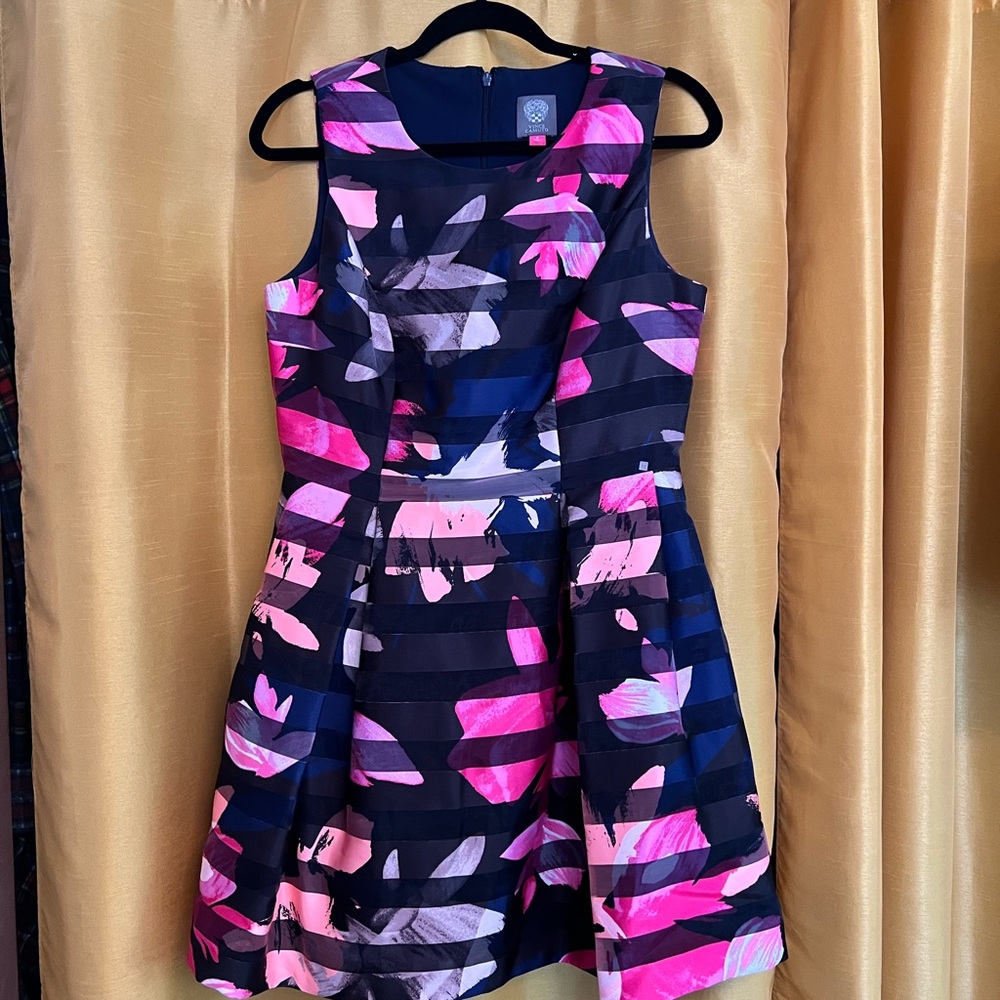 Vince Camuto Navy and Pink Floral Mini Dress
